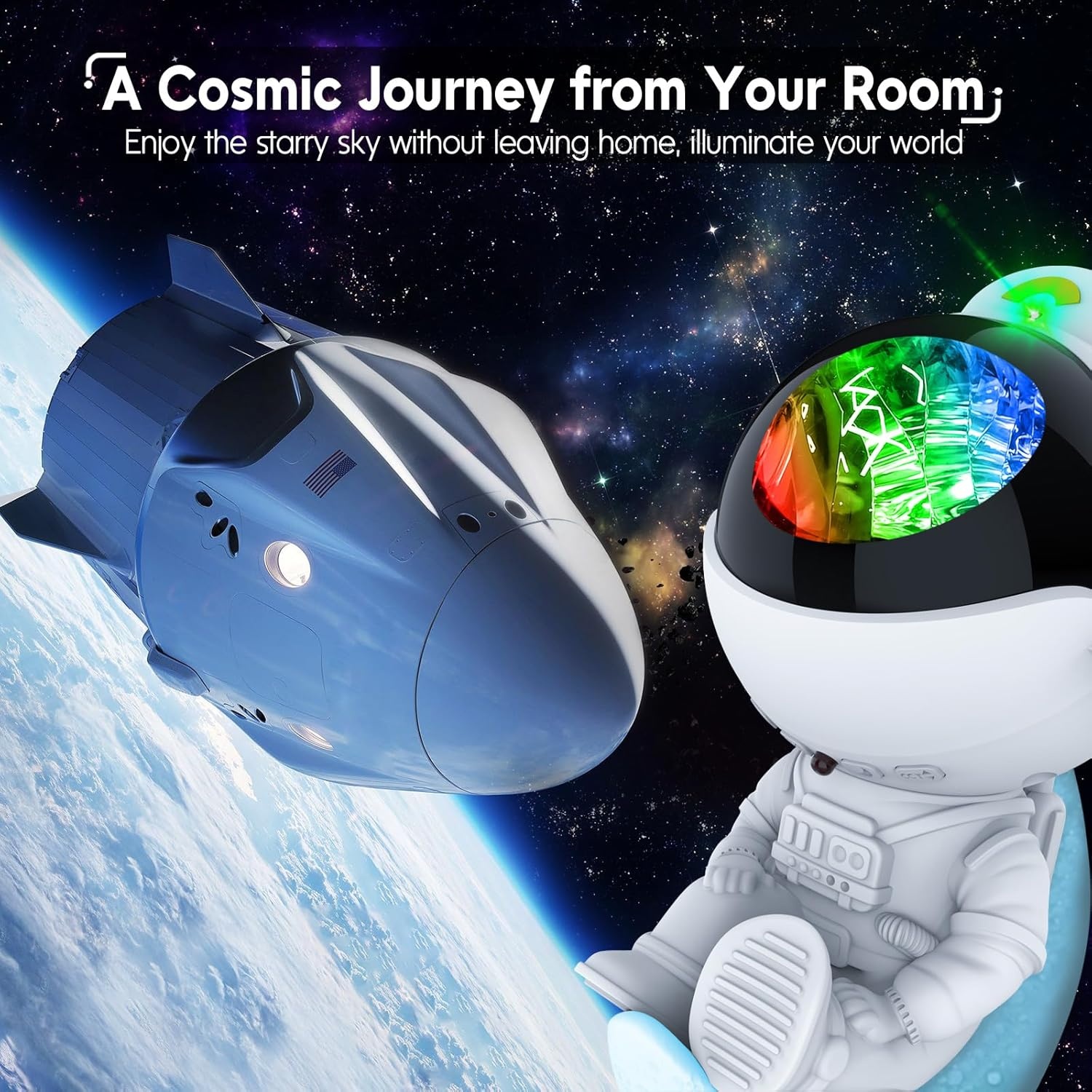 image:imageRossetta Astronaut Galaxy Star Projector Night Light Projector for Kids 29 Lighting Effects Night Light Mode Magnetic Head Remote Control AutoOff Timer Gifts for Kids Adults Party BirthdayMoonlight White