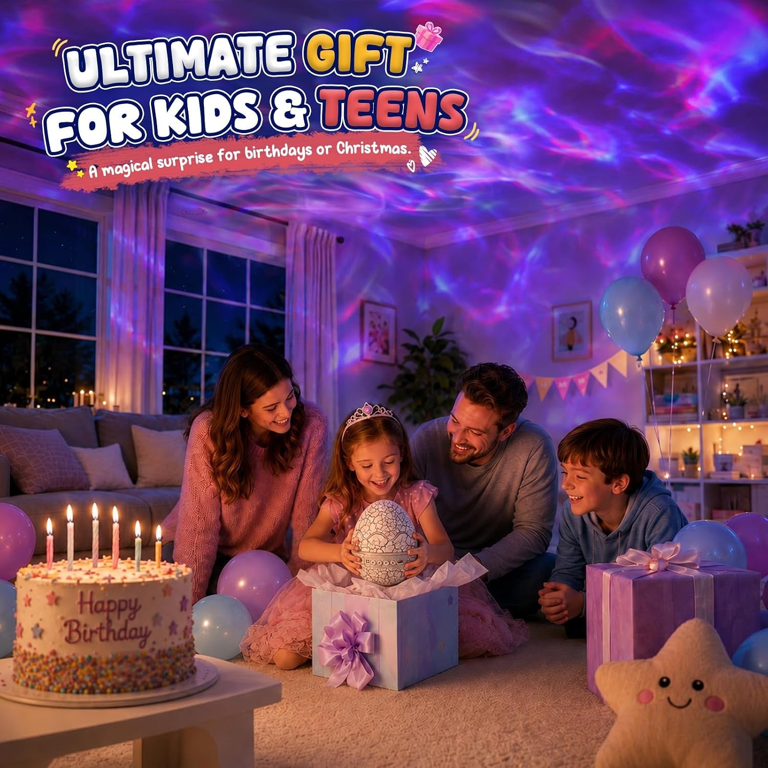image:imageRossetta Galaxy Star Night Light Projector Nebula Lights for Kids Room 33 Lighting Effects White Noise Bluetooth Speaker Sound Sync Timer amp Remote Birthday Party Gifts for Kids Teens AdultsSpace White