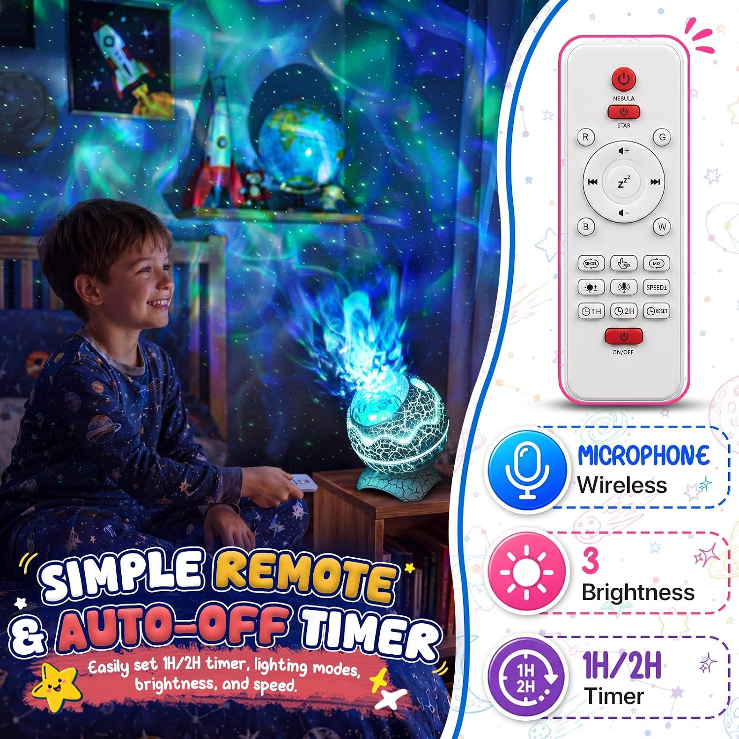 image:imageRossetta Galaxy Star Night Light Projector Nebula Lights for Kids Room 33 Lighting Effects White Noise Bluetooth Speaker Sound Sync Timer amp Remote Birthday Party Gifts for Kids Teens AdultsSpace White