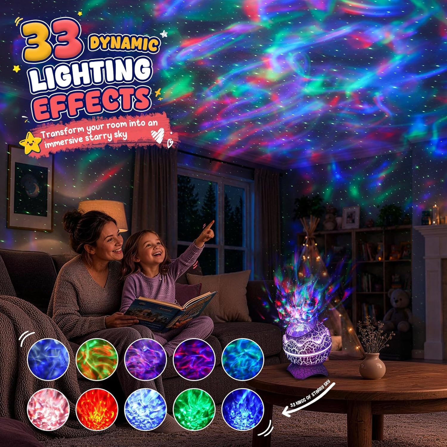 image:imageRossetta Galaxy Star Night Light Projector Nebula Lights for Kids Room 33 Lighting Effects White Noise Bluetooth Speaker Sound Sync Timer amp Remote Birthday Party Gifts for Kids Teens AdultsSpace White