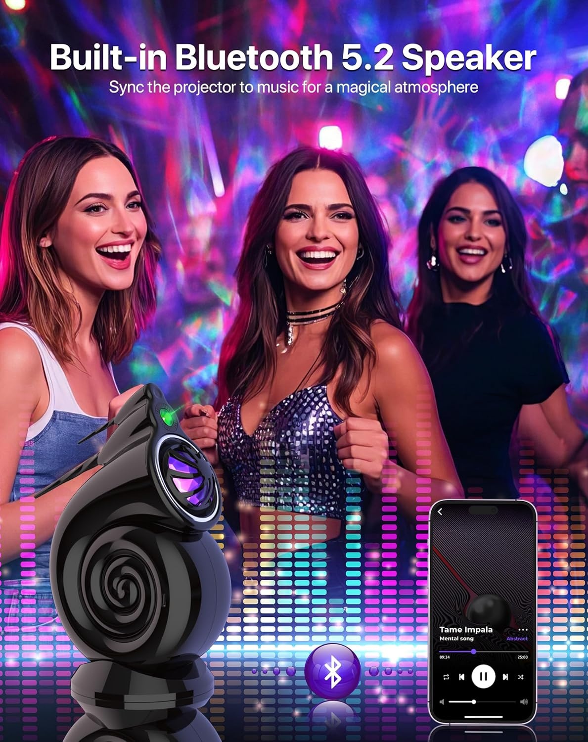 image:imageRossetta Star Projector Galaxy Nebula Night Light Projector for Bedroom 10 Soothing Sounds Bluetooth Speaker Sound Activated Remote amp 1H2H Timer Gifts for Adults Teens Christmas BirthdayBlack