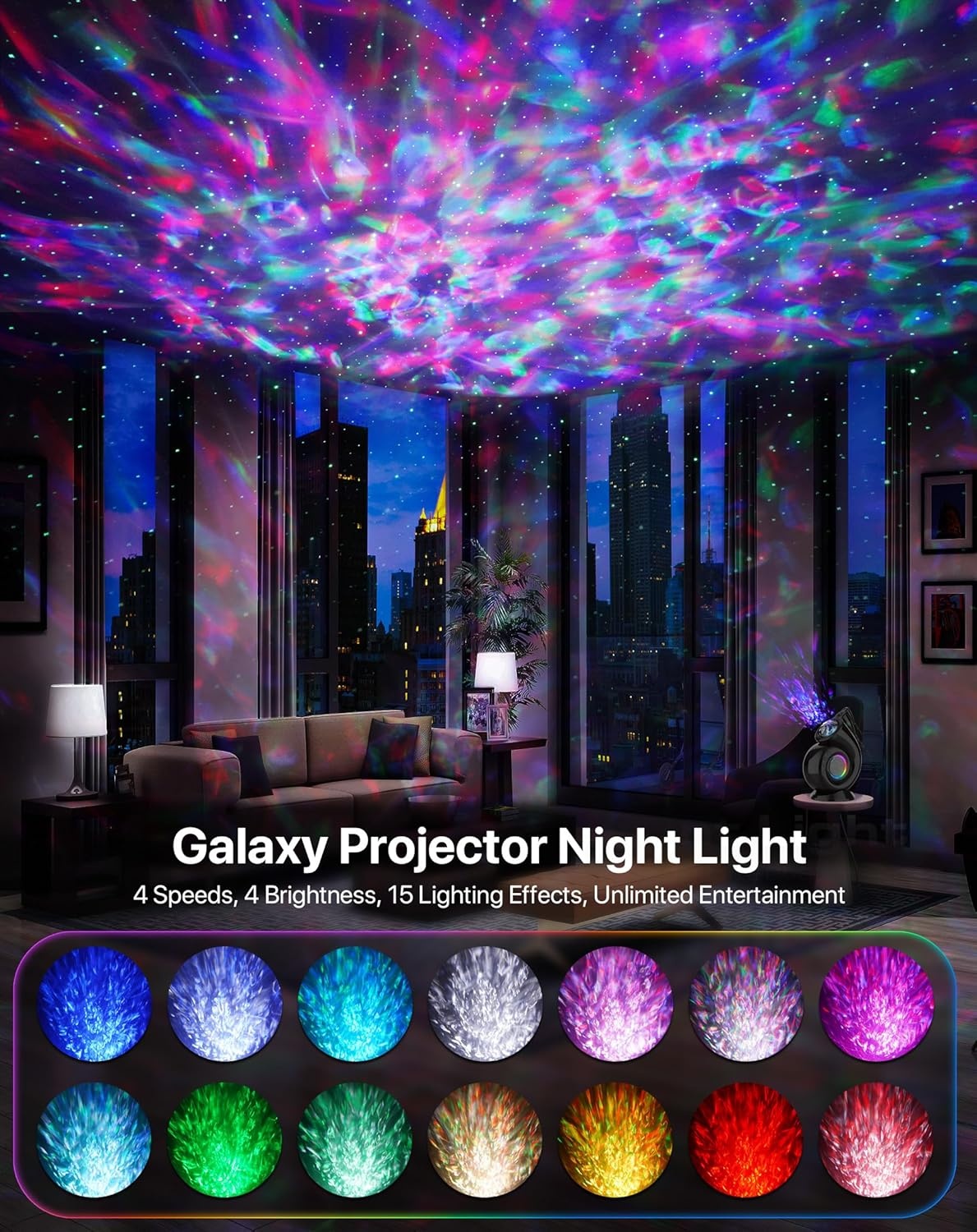 image:imageRossetta Star Projector Galaxy Nebula Night Light Projector for Bedroom 10 Soothing Sounds Bluetooth Speaker Sound Activated Remote amp 1H2H Timer Gifts for Adults Teens Christmas BirthdayBlack